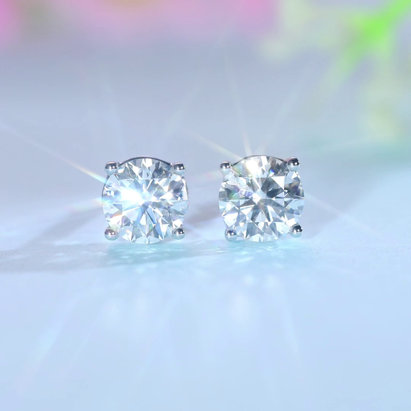1 Carat Lab Grown Diamond Earrings (Total 2 Carats) 14K White Gold LGE002_2