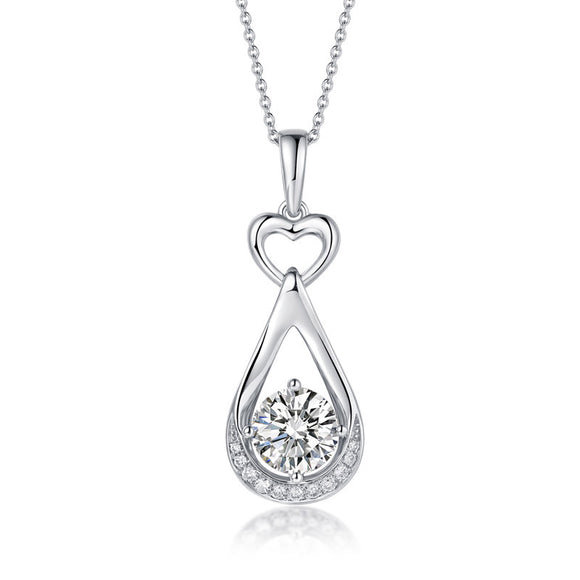 1 Carat Lab Grown Diamond Pendant Necklace 14K White Gold LGN001