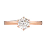 0.8 Carat Lab Grown Diamond Ring 6 Claws 14K Rose Gold LGR006