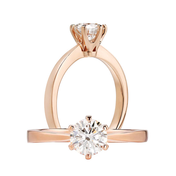 0.8 Carat Lab Grown Diamond Ring 6 Claws 14K Rose Gold LGR006