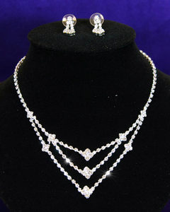 Wedding Bridal Rhinestone Necklace Earrings Set XS1027