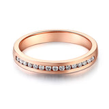 14K Solid Rose Gold Wedding Band Half Eternity Ring 0.17 Ct Diamonds 