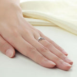 Women White Gold Love Wedding Band Heart Ring 0.01 Ct Diamond 585 Fine Jewelry