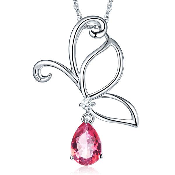 14K Gold Pink Topaz Pendant Necklace