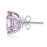 14K White Gold Stud 2.5 Ct Natural Pink Topaz Earrings 6 Claws Prong Classic