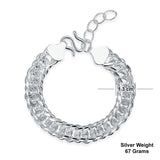 Men's Silver Bracelet Heavy 990 Pure Silver Cuban Link Chain Adjustable XFB8099