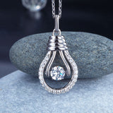 Dancing Stone Bulb Pendant Necklace 925 Sterling Silver XFN8067