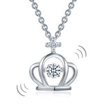 Crown Dancing Stone Kids Girl Pendant Necklace Solid 925 Sterling Silver Children Jewelry XFN8071