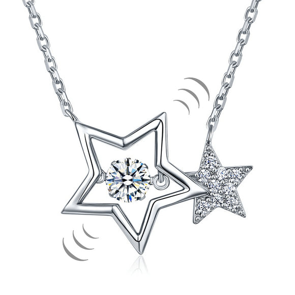 Dancing Stone Stars Necklace 925 Sterling Silver  XFN8090