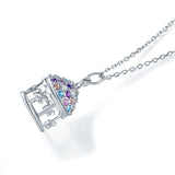 Multi-Color Merry-Go-Round Pendant Necklace Solid 925 Sterling Silver XFN8112