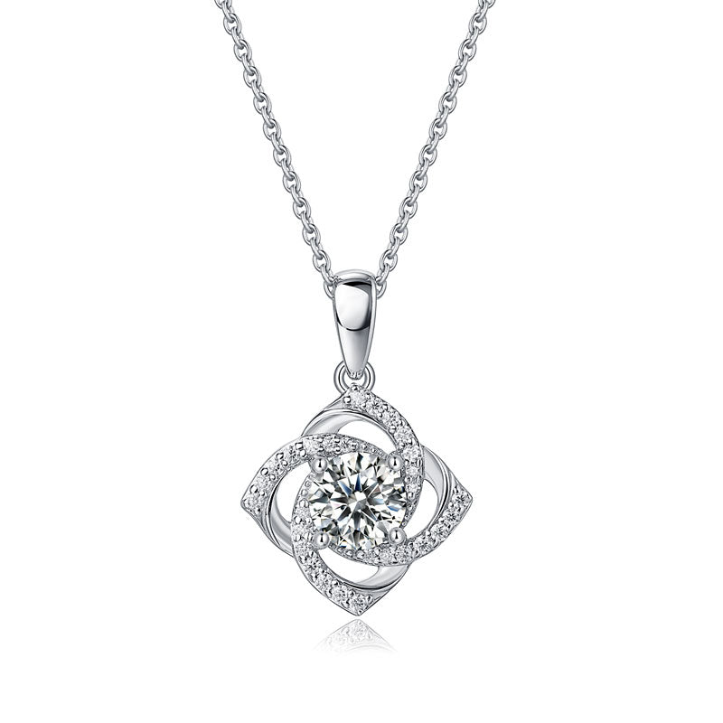 Necklace Center Of Me 1ct Ct Moissanite Diamond Rose Pendant Necklace 925  Sterling Silver MFN8152