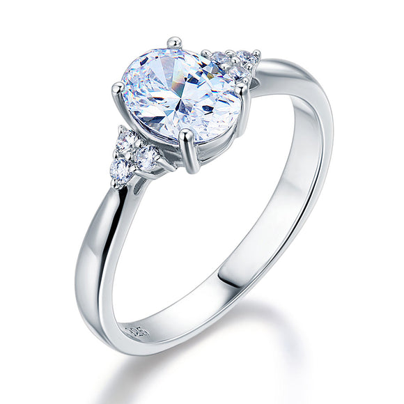 Solid 925 Sterling Silver Promise Ring Affordable Wedding Oval Cut Created Diamante XFR8123