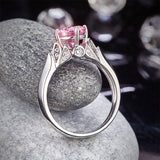 Flower 925 Sterling Silver Wedding Promise Anniversary Ring 1.25 Ct Fancy Pink Created Diamond Jewelry XFR8258