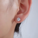 Vintage Style 14K Rose Gold Stud Clear Topaz Earrings Natural 0.12 Ct Diamonds KE7011