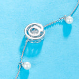 Moissanite Diamond Fresh Water Pearls @ Dancing Stone Bracelet 925 Sterling Silver MFB8129