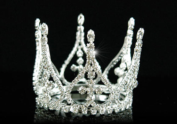 Bridal Wedding Flower Girl / Baby Crystal Rhinestone Full Circle Round Mini Tiara Crown XT1245
