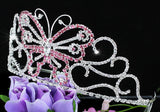 Bridal Wedding Pageant Beauty Contest Pink Butterfly 3" (7.5 cm) Tall Tiara XT1536