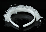 Bridal Flower Girl Light Ivory Fabric Headband Tiara XT1644