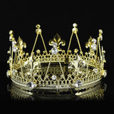 Men's Pageant Imperial Tiara Full Circle Round Gold King Crown XT1817