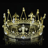 Men's Pageant Imperial Tiara Full Circle Round Gold King Crown XT1817