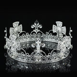 Men's Pageant Imperial Tiara Full Circle Round Silver King Crown XT1821
