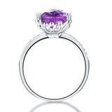 14K White Gold Engagement / Anniversary Ring Purple Cushion Amethyst Diamond