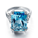 14K White Gold Luxury Wedding Anniversary Ring 13 Ct Swiss Blue Topaz Diamond