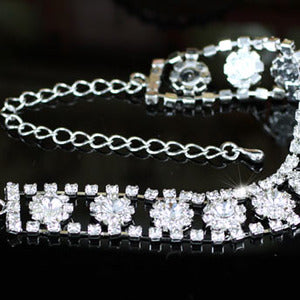 Bridal Wedding Silver Flower Crystal Bracelet XB052