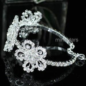 Bridal Flower Crystal Bangle Bracelet XB066