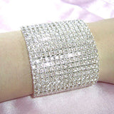 15 Row Stretch Bridal Clear Crystal Rhinestone Bracelet XB915