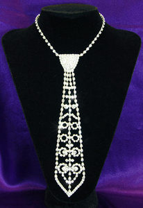 Bridal Prom Crystal Rhinestone Necktie Necklace XC027