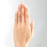Solid 14K White Gold Heart Wedding Band Women Ring 0.07 Ct Diamond Fine Jewelry