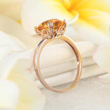 Fine 14K Rose Gold Wedding Promise Anniversary Engagement Ring Yellow Citrine