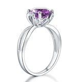 14K White Gold Wedding Promise / Engagement Ring Purple Amethyst Natural Diamond
