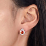 1 Carat Pear Cut Red Created Ruby 925 Sterling Silver Stud Earrings XFE8034