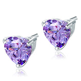 Bridal 2 Carat Heart Cut Purple Stud 925 Sterling Silver Earrings Jewelry XFE8121