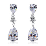 925 Sterling Silver Dangle Bridal Wedding Bridesmaid Earrings 3.5 Carat XFE8124