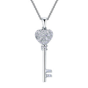 Love Key 925 Sterling Silver Cross Pendant Necklace XFN8029