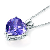 925 Sterling Silver Heart Pendant Necklace 5 Carat Purple Bridal Jewelry XFN8045