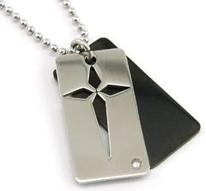2 Tone Gothic Cross Solid Stainless Steel Mens Pendant Necklace MP108