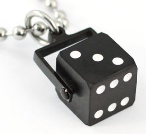 Black Dice Stainless Steel Mens Pendant Necklace MP164