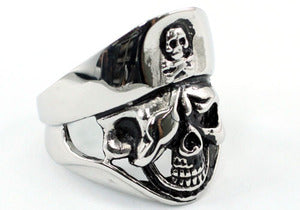 Gothic Pirate Skull Cross Bone Magnetic Health Stainless Steel Mens Ring MR152