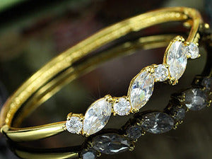 5 Carat CZ Created Diamond Gold Plated Bangle XSB114