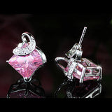 2 Carat Pink Princess Cut Created Sapphire Stud Earrings XE325