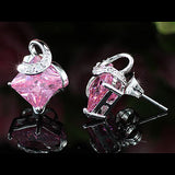 2 Carat Pink Princess Cut Created Sapphire Stud Earrings XE325