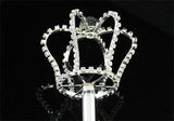 V6018 Unisex Long Scepter Silver King Queen Men Women Cosplay Crystal