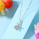 1 Carat Moissanite Diamond Ribbon Pendant Necklace 925 Sterling Silver MFN8155