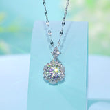 2 Carats Moissanite Diamond Flower Pendant Necklace 925 Sterling Silver MFN8156