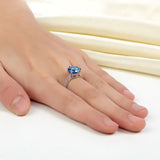 925 Sterling Silver Wedding Engagement Ring 3 Carat Blue Created Diamond Jewelry XFR8211