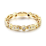 14K Yellow Gold Wedding Band Ring 0.3Ct Natural Diamonds Art Deco Vintage Style